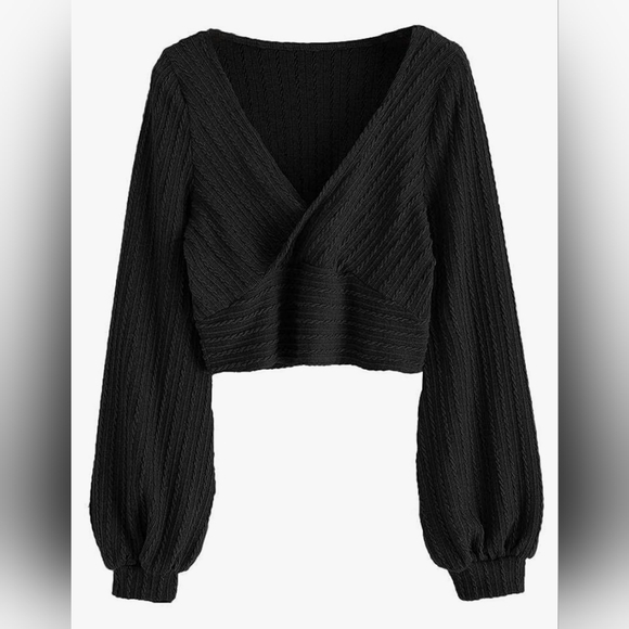 Zaful Tops - ZAFUL Ribbed Knit Long Sleeve Crop Top